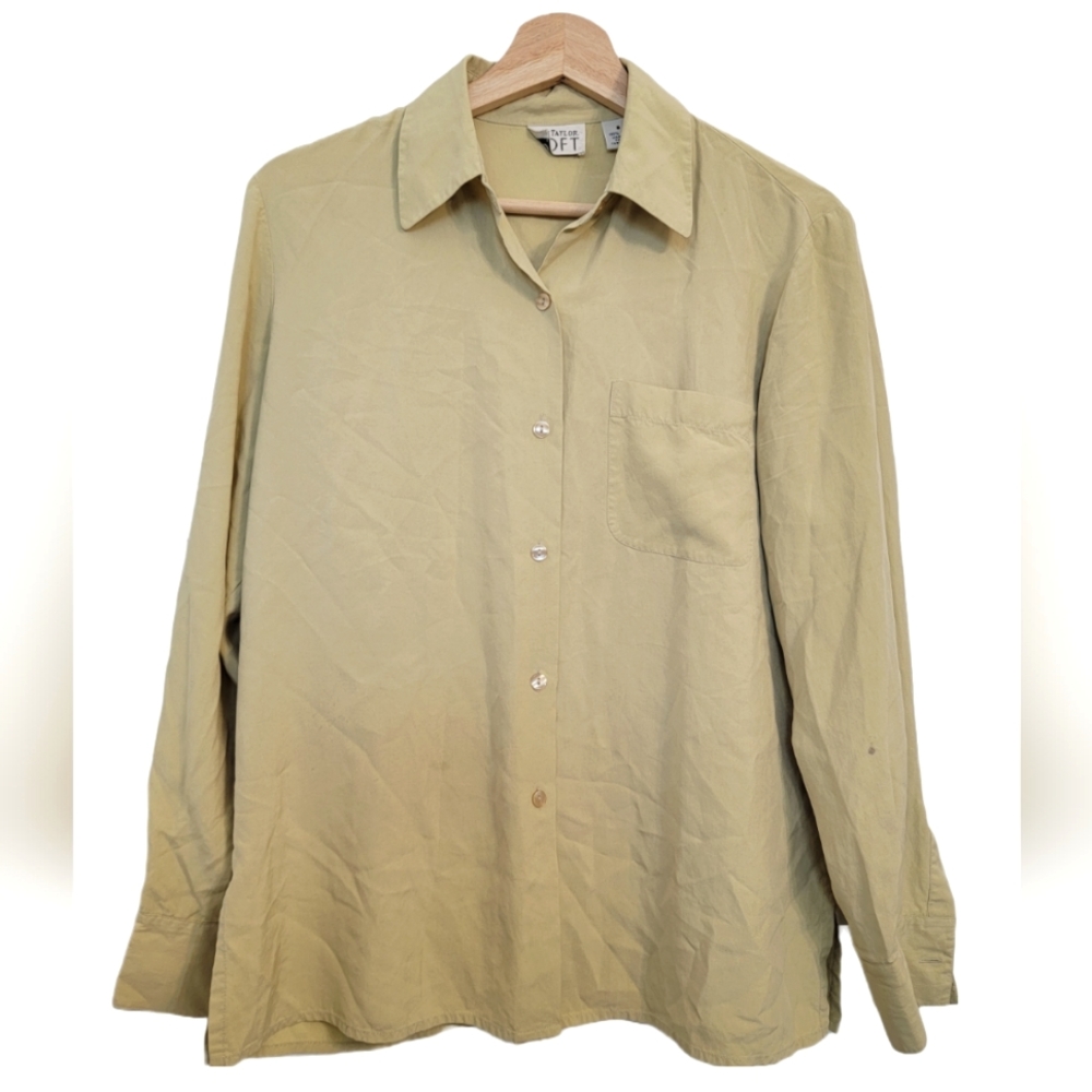 Ann Taylor Loft 100% Silk Button Down Shirt Size 8